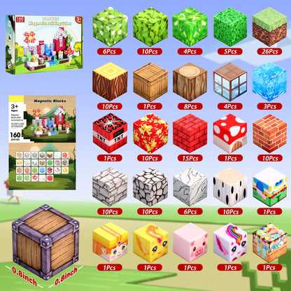 Magnetic Blocks 160pcs, Magnetic Building Cube Toys for Kids, STEM Montessori Magnet Blocks, Sensory Stacking Toy Christmas Birthday Gifts for Kids Age 3 4 5 6 7 8 9 10 🍁 All In One Marketplace Canada