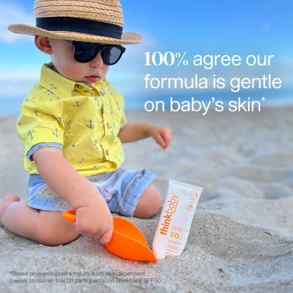 Thinkbaby SPF 50 plus Baby Mineral Sunscreen – Safe, Natural Sunblock for Babies - Water Resistant – Broad Spectrum – Baby Sunscreen Lotion, 3 Oz/89ml