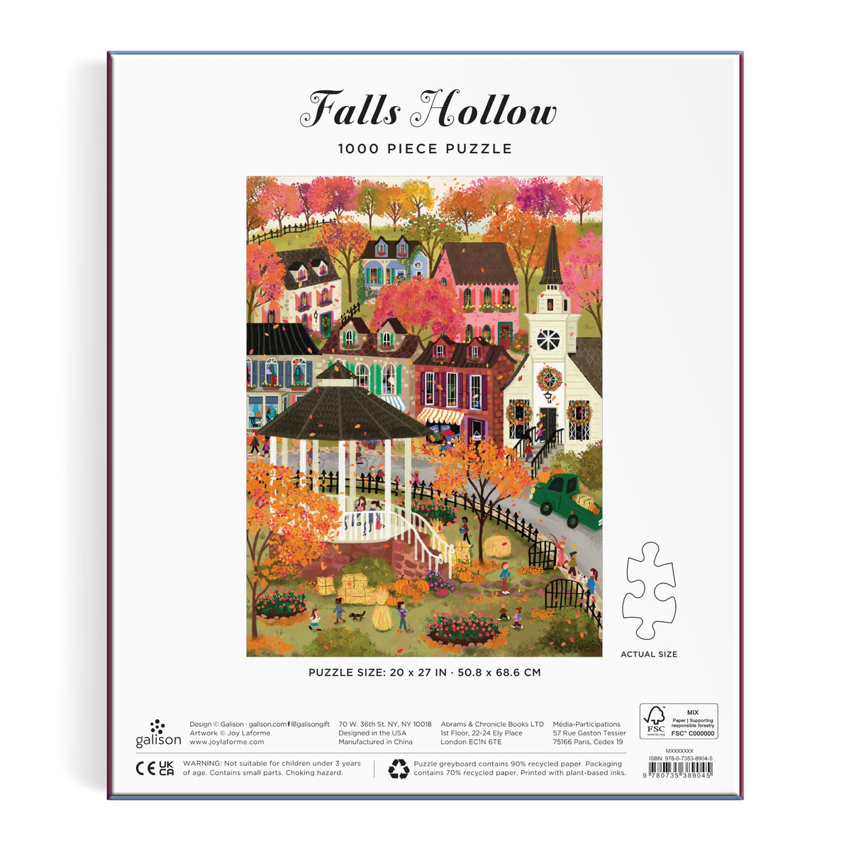 Galison Joy Laforme Falls Hollow Puzzle – 1000 Piece Jigsaw Puzzle Featuring Cozy Fall Village Scene