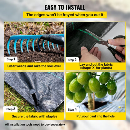 Happybuy Landscape Fabric Heavy Duty 3.24oz Geotextile Fabric 3ft x 300ft Ground Cover Non Woven for Commercial Greenhouse Yard Garden Barrier Cloth Blocker Mat (3.24OZ 3 * 300Ft) (3.24OZ 3 * 300FT) 🍁 All In One Marketplace Canada