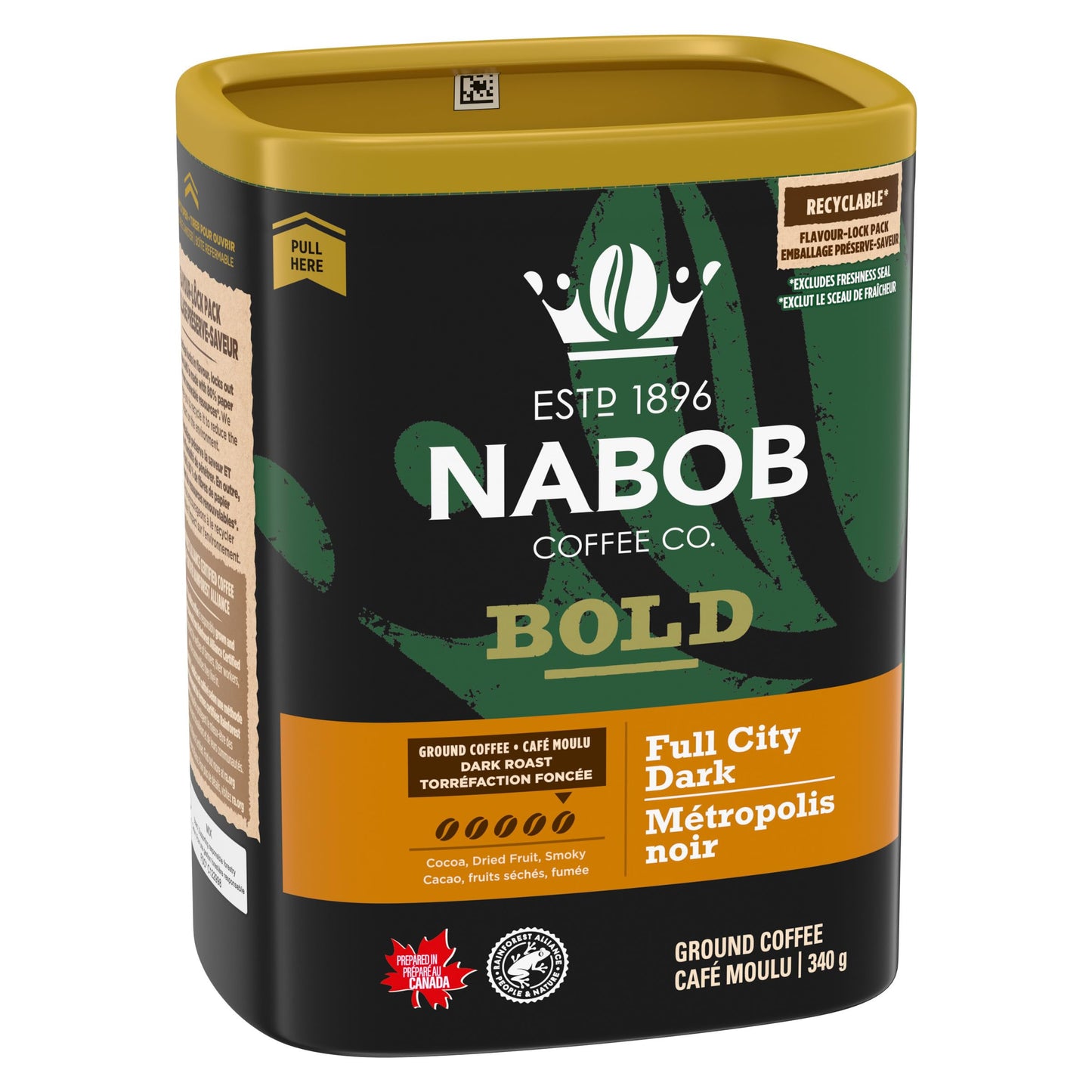 Nabob Dark Bold Roast Full City Dark Ground Coffee, 340g Canister (Pack of 6)