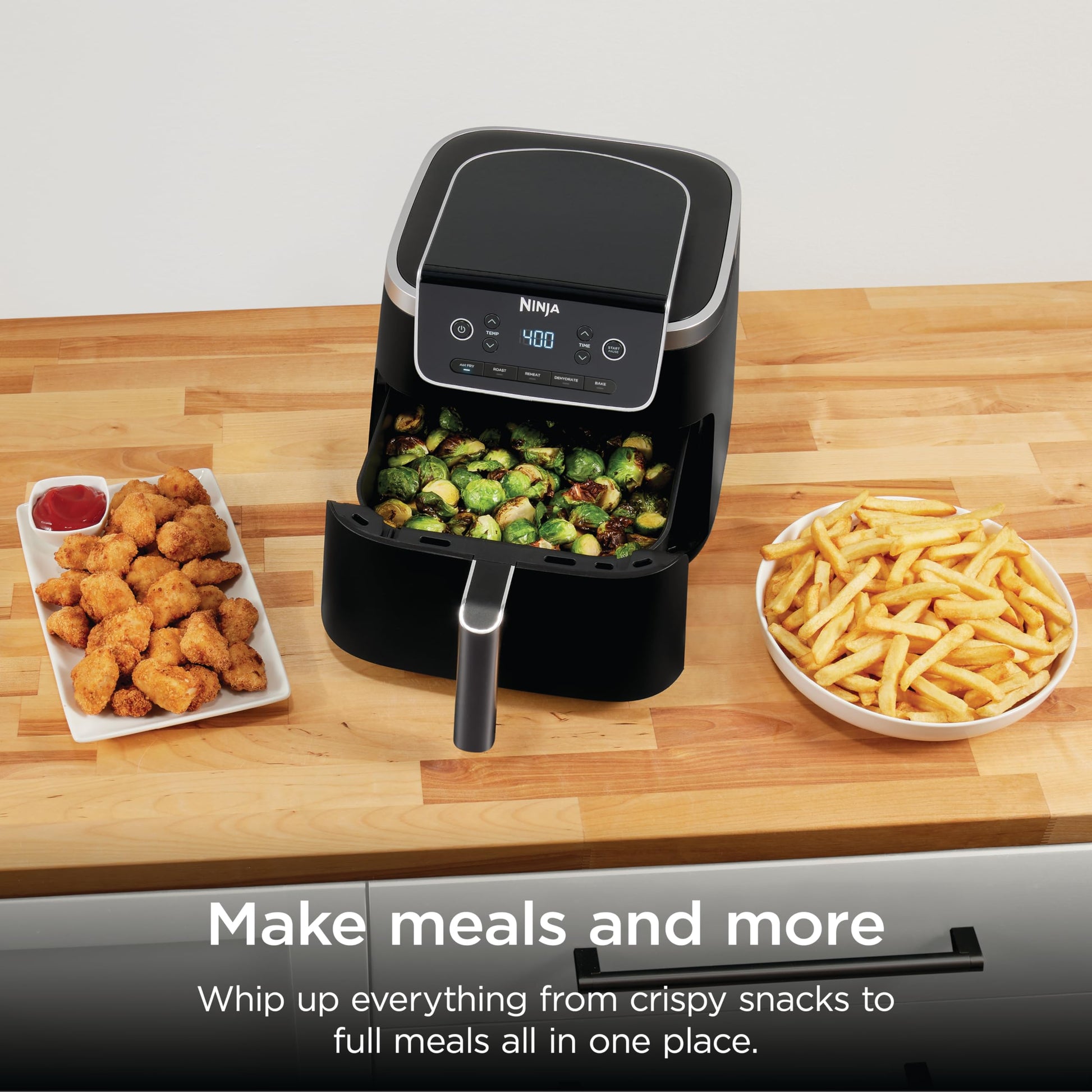 Ninja Air Fryer Pro 5-in-1, 5 QT Capacity, Air Fry, Bake, Roast, Reheat, and Dehydrate, Air Crisp Technology, Nonstick Basket & Crisper Plate, Grey, AF142C - Available at All In One Marketplace Canada