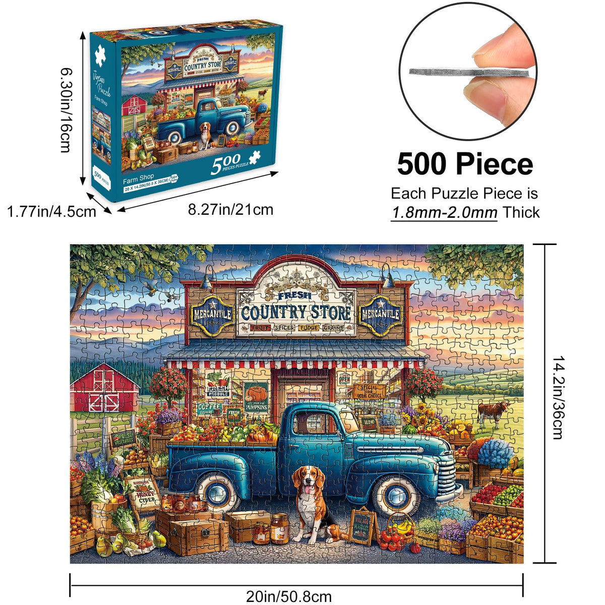 Rocorose 500 Pieces Puzzle for Adults, Countryside Landscape Puzzle Challenging Country Store Jigsaw Puzzles Holiday Party Gift Farm Home Decor Perfect for Game Nights 🍁 All In One Marketplace Canada