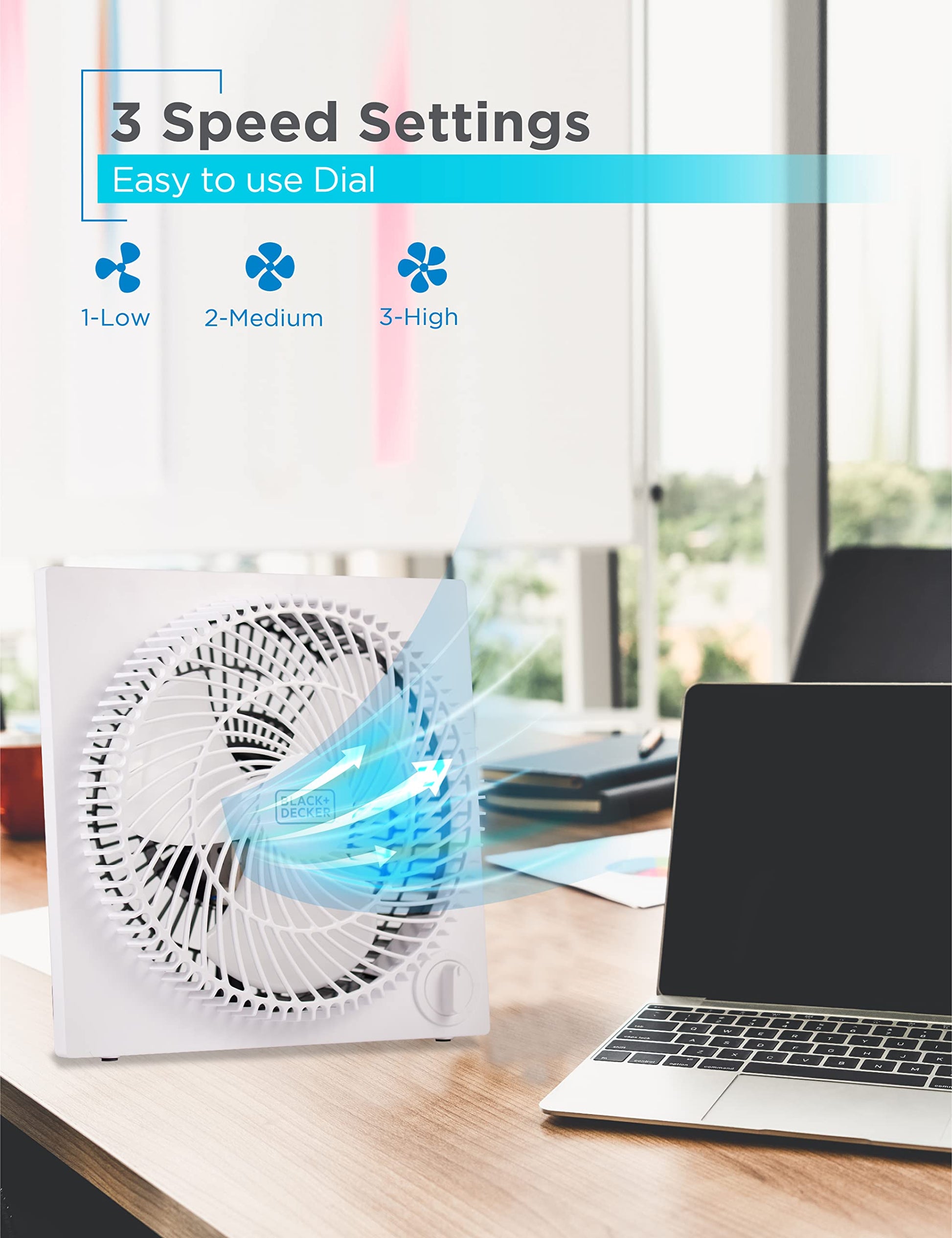 Black & Decker 9 in. Frameless Tabletop Box Fan, White - Available at All In One Marketplace Canada