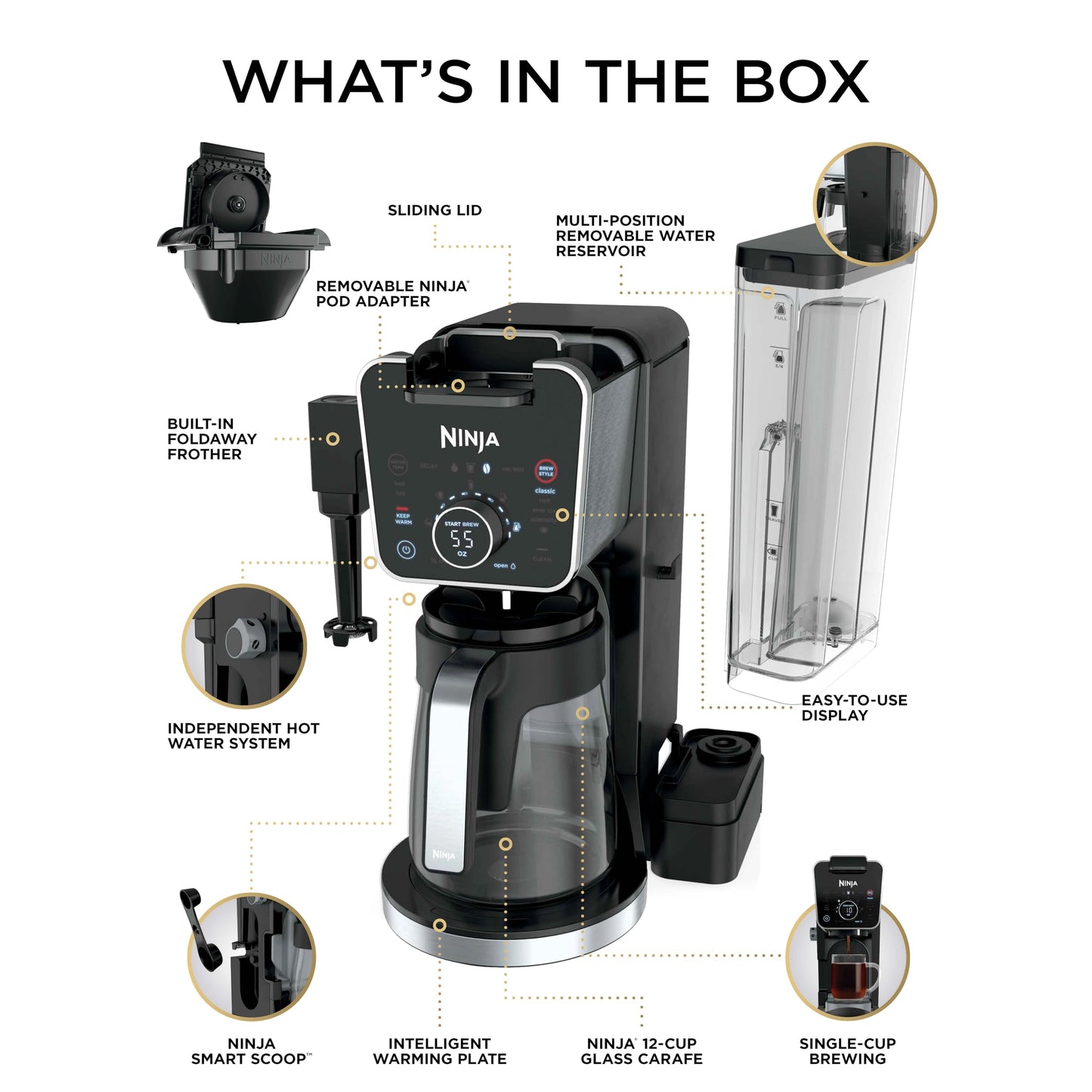 Ninja CFP301C DualBrew Pro Specialty Coffee System, Single-Serve, Pod, and 12-Cup Drip Coffee Maker (Canadian Version) , Black