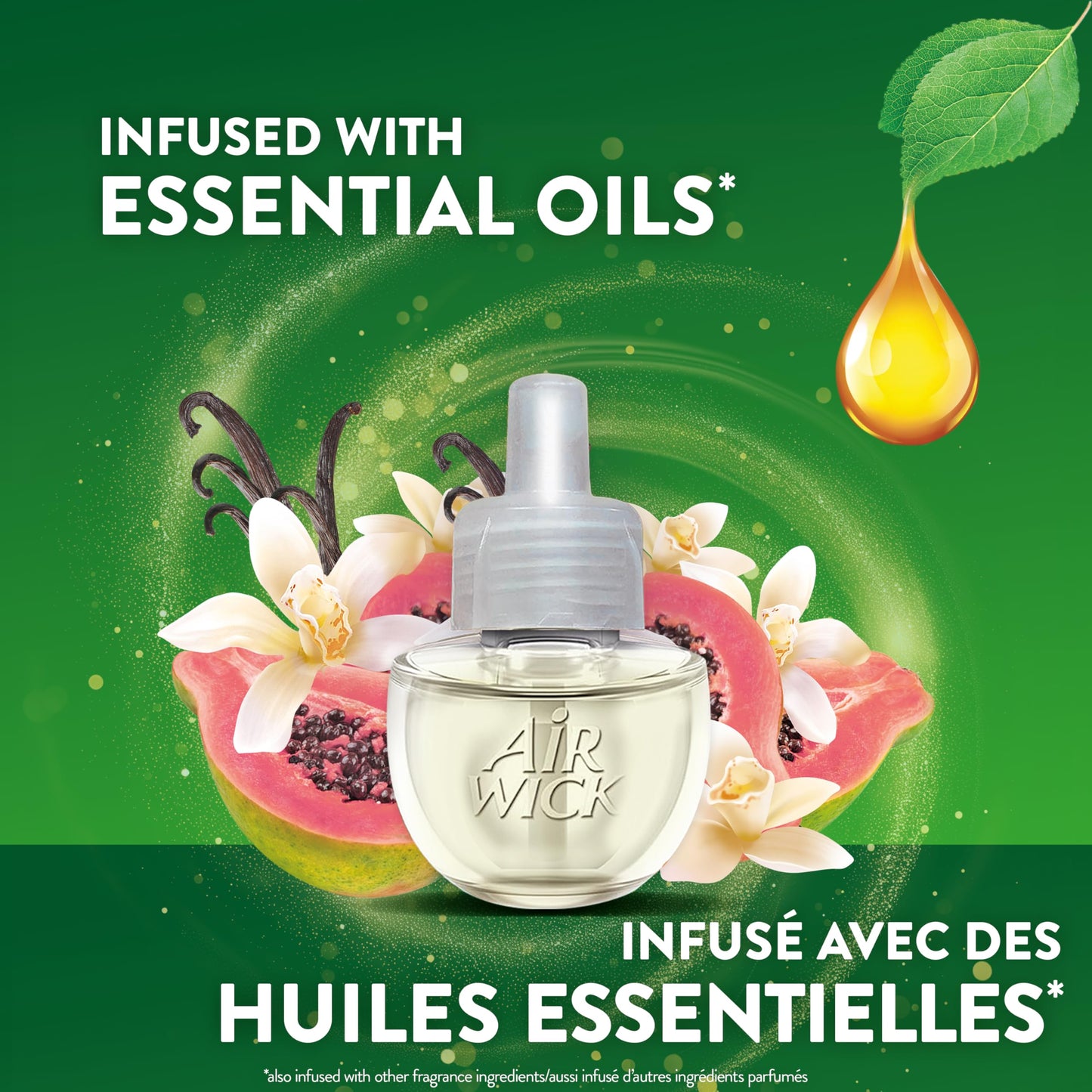 Air Wick Plug In Scented Oil Air Freshener Refills for Home – Infused with Essential Oils – 5 Count – Vanilla & Pink Papaya Scent - Available at All In One Marketplace Canada