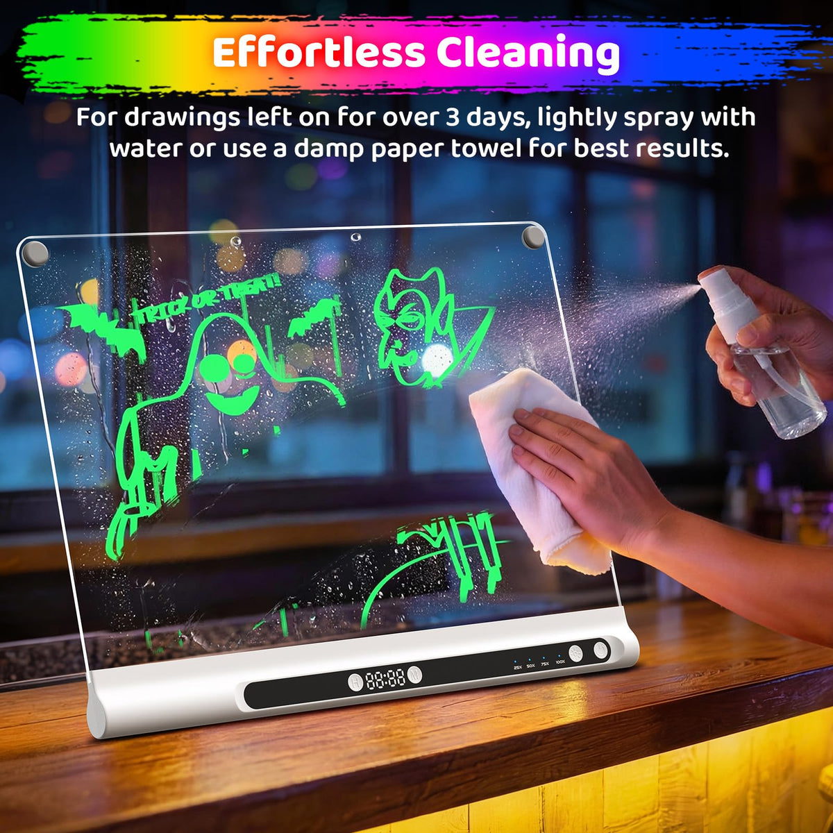 Geokay 16“ Rechargeable LED Drawing Board, 9-Color Light Modes with Timer 🍁 All In One Marketplace Canada