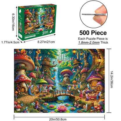 Rocorose 500 Piece Puzzles for Adults, Mushroom House Jigsaw Puzzle Challenging Fairy Mushroom Village Puzzle Holiday Party Educational Game Birthday Festival Gift 🍁 All In One Marketplace Canada