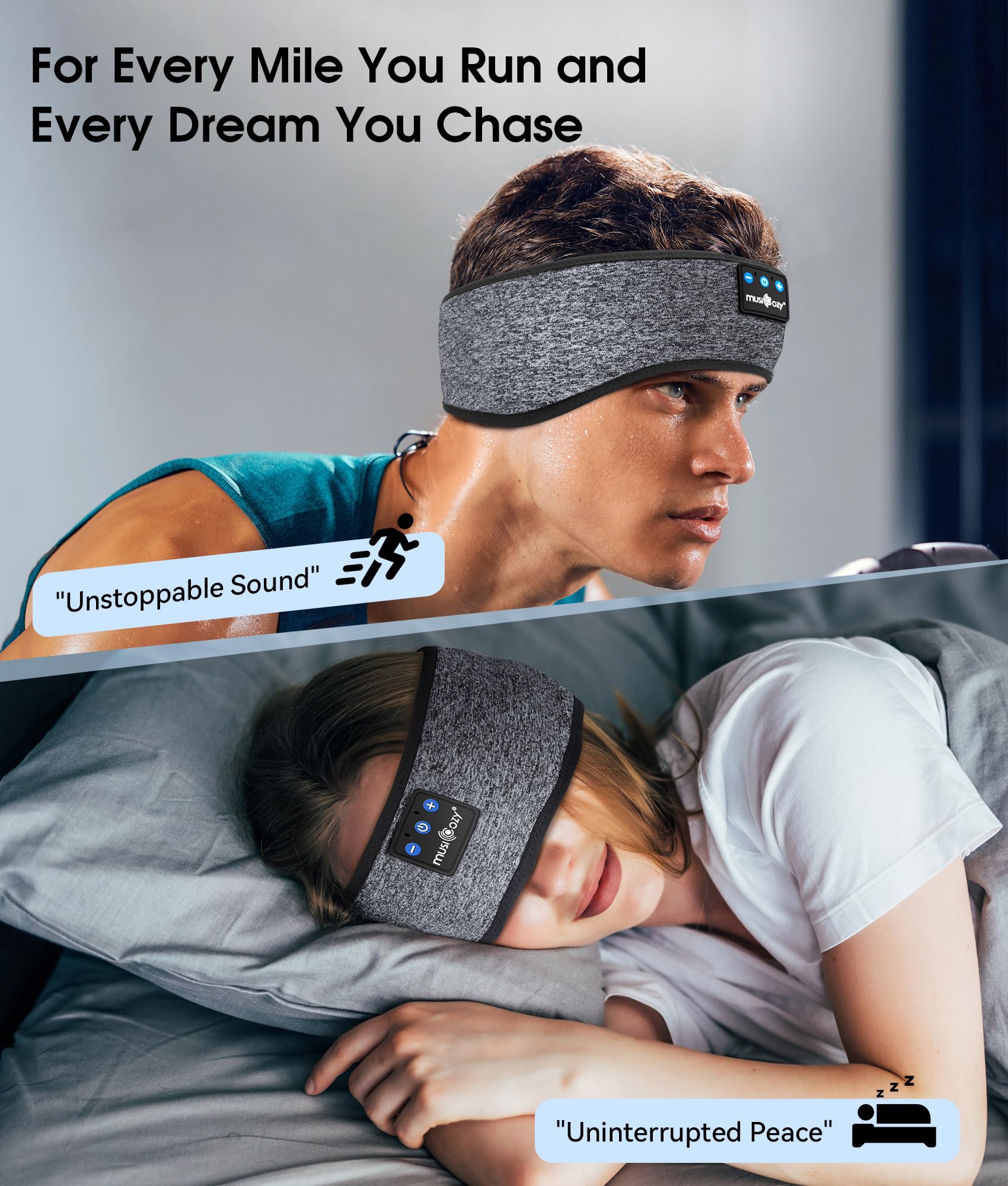 MUSICOZY Bluetooth 5.4 Sleep Headphones Headband, Wireless Sleeping Headphones Sleep Mask Earbuds IPX6 Waterproof for Side Sleepers Workout Running Insomnia Travel Yoga Cool Tech Gadgets Unique Gift - Available at All In One Marketplace Canada