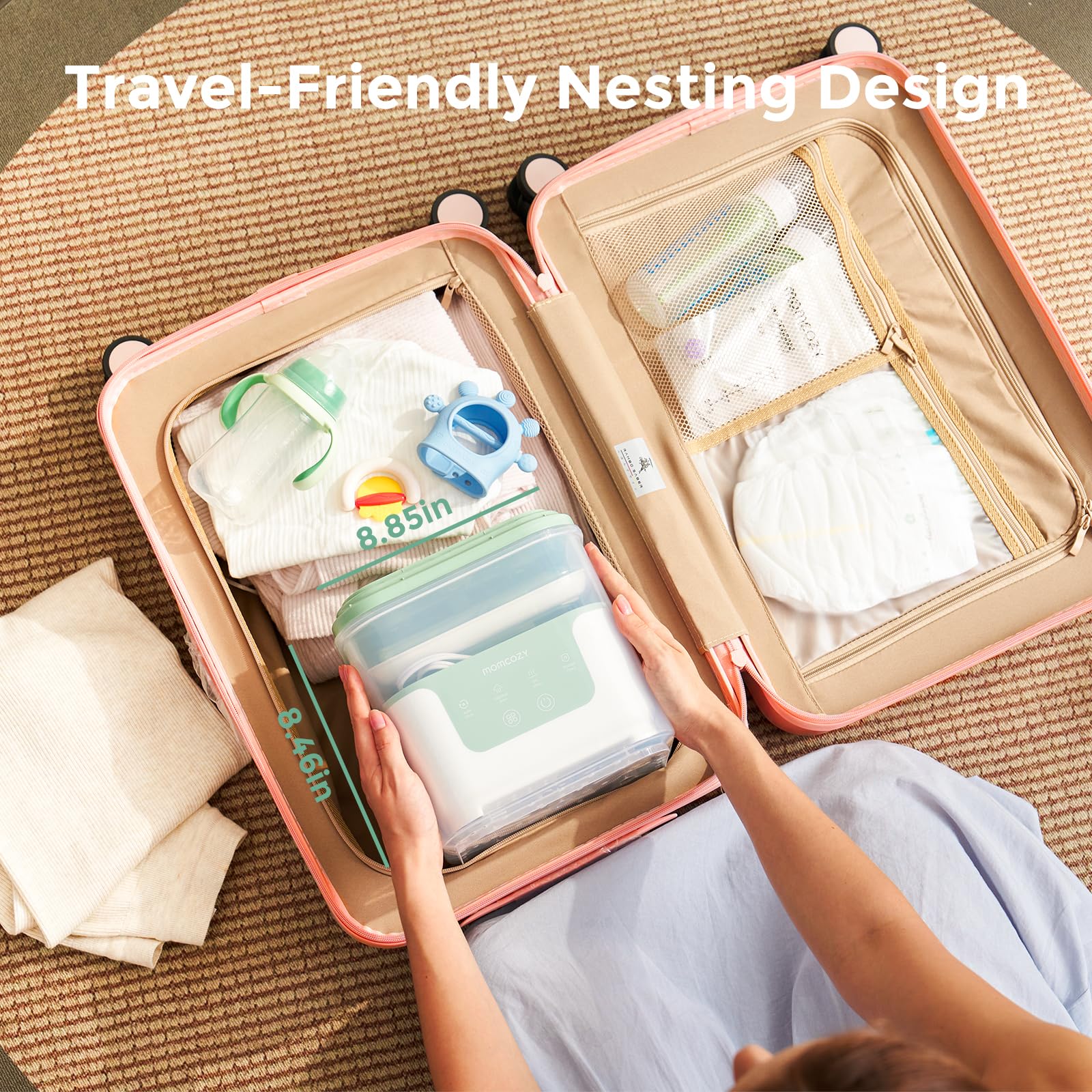 Momcozy Bottle Sterilizer and Dryer, Modular Nesting Space Saving Design, 6 Bottles Capacity, 4 in 1 Compact Sterilizer for Baby Bottles, Breast Pump Parts & Newborn Essentials, Drying Rack Included - Available at All In One Marketplace Canada