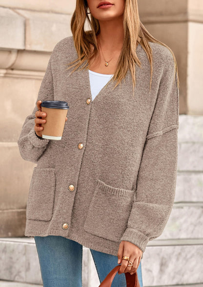 PRETTYGARDEN Oversized Chunky Cardigan Sweaters for Women Light Khaki,M 🍁 All In One Marketplace Canada