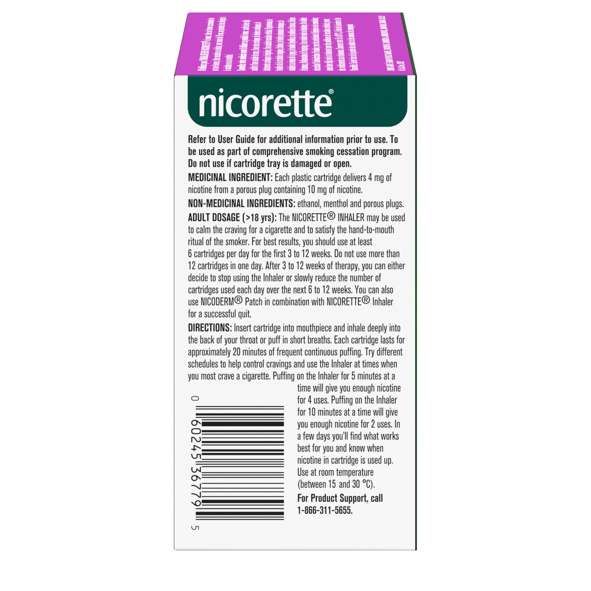 Nicorette 4mg Nicotine Inhaler – Clinically Proven Quit Smoking Aid with Hand-to-Mouth Action, Helps Reduce Cravings & Withdrawal, NRT for Adults Quitting Cigarettes, 42 Cartridges - Available at All In One Marketplace Canada