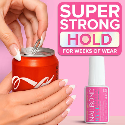 NYK1 Super Strong Nail Glue For Press On Nails, Nail Tips And Acrylic Nails (8ml) Nail Bond Brush On Nail Glue For Acrylics Glue On Nails And Fake Nails With Glue Brush for Stick On Nails Tips - Available at All In One Marketplace Canada