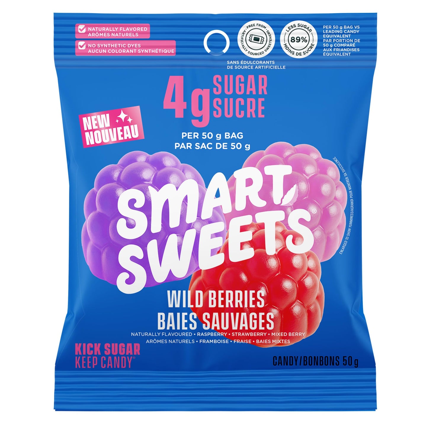 SmartSweets Wild Berries Gummy Candy 50g (Pack of 14) – Low Sugar, Low Calorie, Plant-Based & Gluten-Free