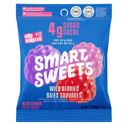 SmartSweets Wild Berries Gummy Candy 50g (Pack of 14) – Low Sugar, Low Calorie, Plant-Based & Gluten-Free
