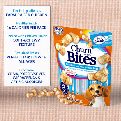 INABA Churu Bites for Dogs, Soft & Chewy Dog Treats with Vitamin E, 11.9 Grams Each Tube, 20 Tubes, Tuna & Salmon Variety Box 🍁 All In One Marketplace Canada