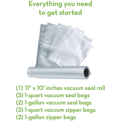 FoodSaver Vacuum Sealer with Express Bag Maker - 2 in 1 Vacuum Sealing Machine with Handheld Sealer, 10 Bags & 1 Roll - Stainless Steel - FM5200