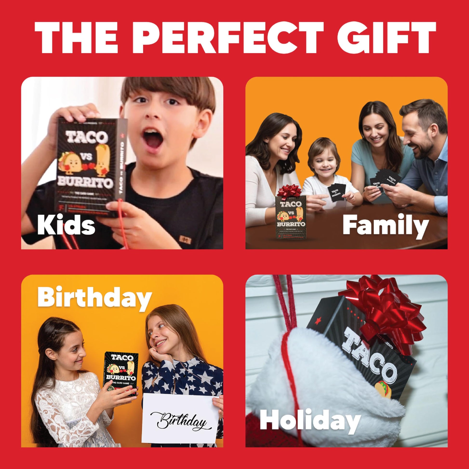 Taco vs Burrito - The Wildly Popular Surprisingly Strategic Card Game Created by a 7 Year Old - a Family-Friendly Party Game for Kids, Teens & Adults - Available at All In One Marketplace Canada