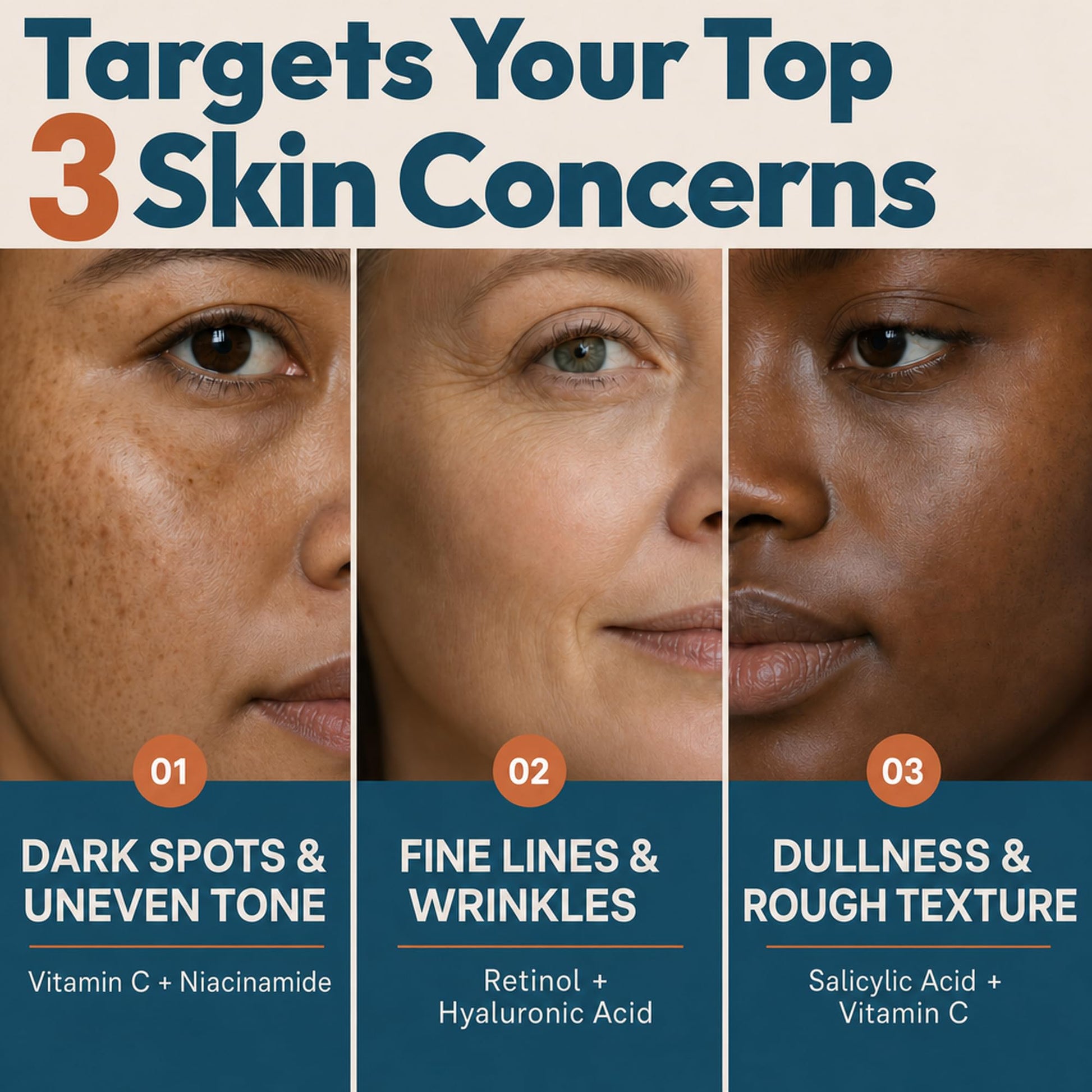 Eva Naturals Vitamin C+ Serum for Face – Anti Aging Facial Serum with Retinol, Salicylic Acid, Niacinamide & Hyaluronic Acid – Dark Spot, Fine Line & Wrinkle Support for Radiant Skin