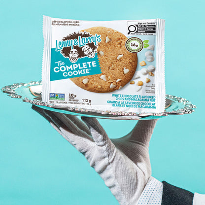 Lenny & Larry's The Complete Cookie – White Chocolate Flavored Macadamia 113g BOX OF 12 – High Protein Snack with 16g Plant Protein – Soft-Baked Low Sugar Cookies High in Fibre, Non-GMO & Vegan 🍁 All In One Marketplace Canada
