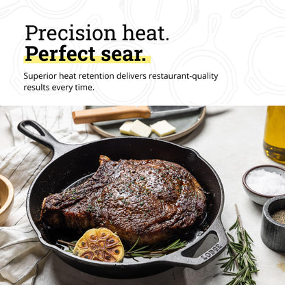Lodge Cast Iron Skillet, Pre-Seasoned and Ready for Stove Top or Oven Use, 10.25", Black