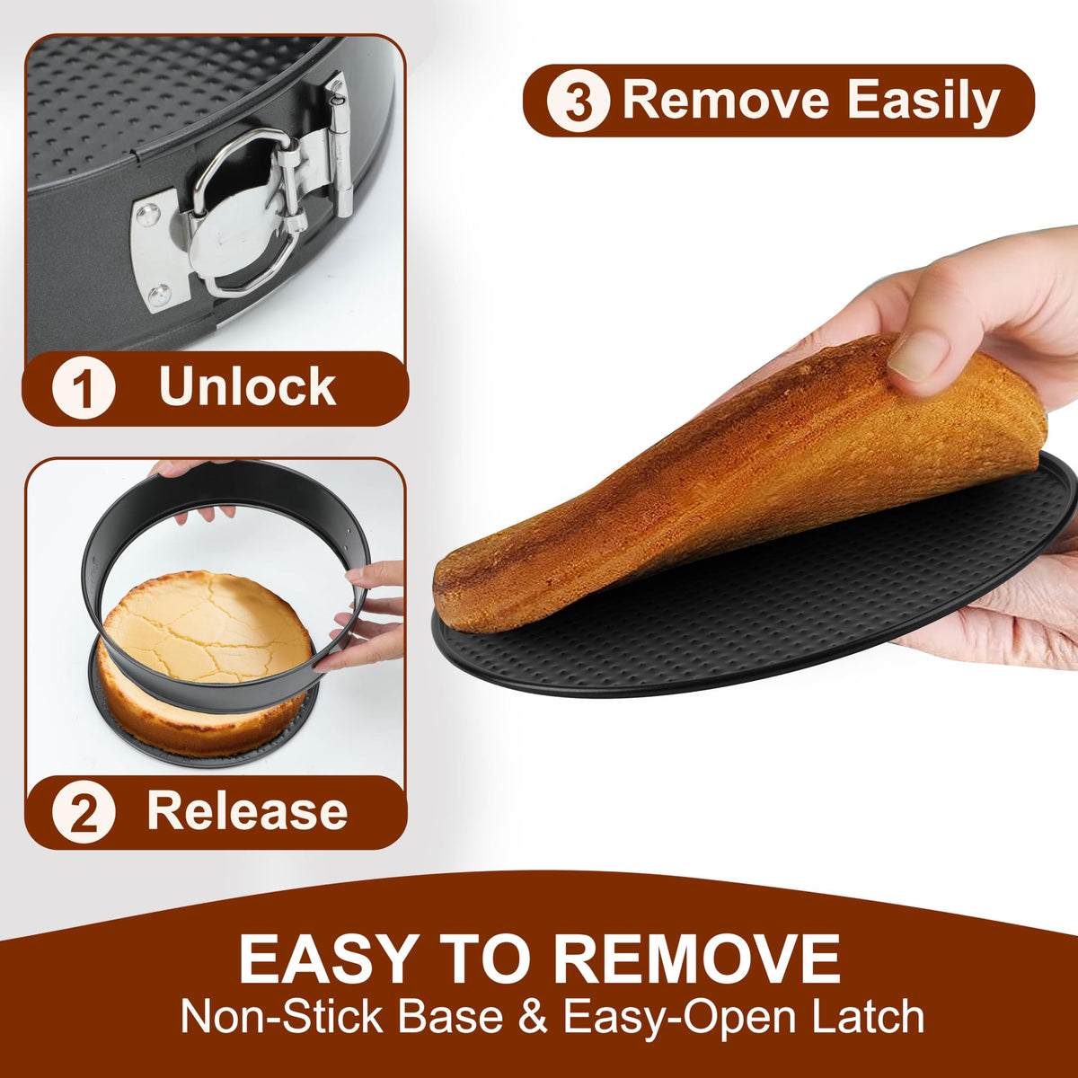 isheTao Springform Pan Set of 4, 4/7/9/10inch Cake Pans with Leakproof Silicone Protector, Non-Stick Leak-Proof with Removable Bottom, Cheesecake Pan for Baking, Black 🍁 All In One Marketplace Canada