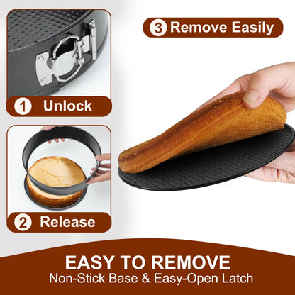 isheTao Springform Cake Pan Set of 4 (4” 7” 9” 10”), Black Cheesecake Pan, Round Nonstick Baking Pans Spring Form for Cheesecake, Removable Bottom, Leakproof Bakeware Sets 🍁 All In One Marketplace Canada