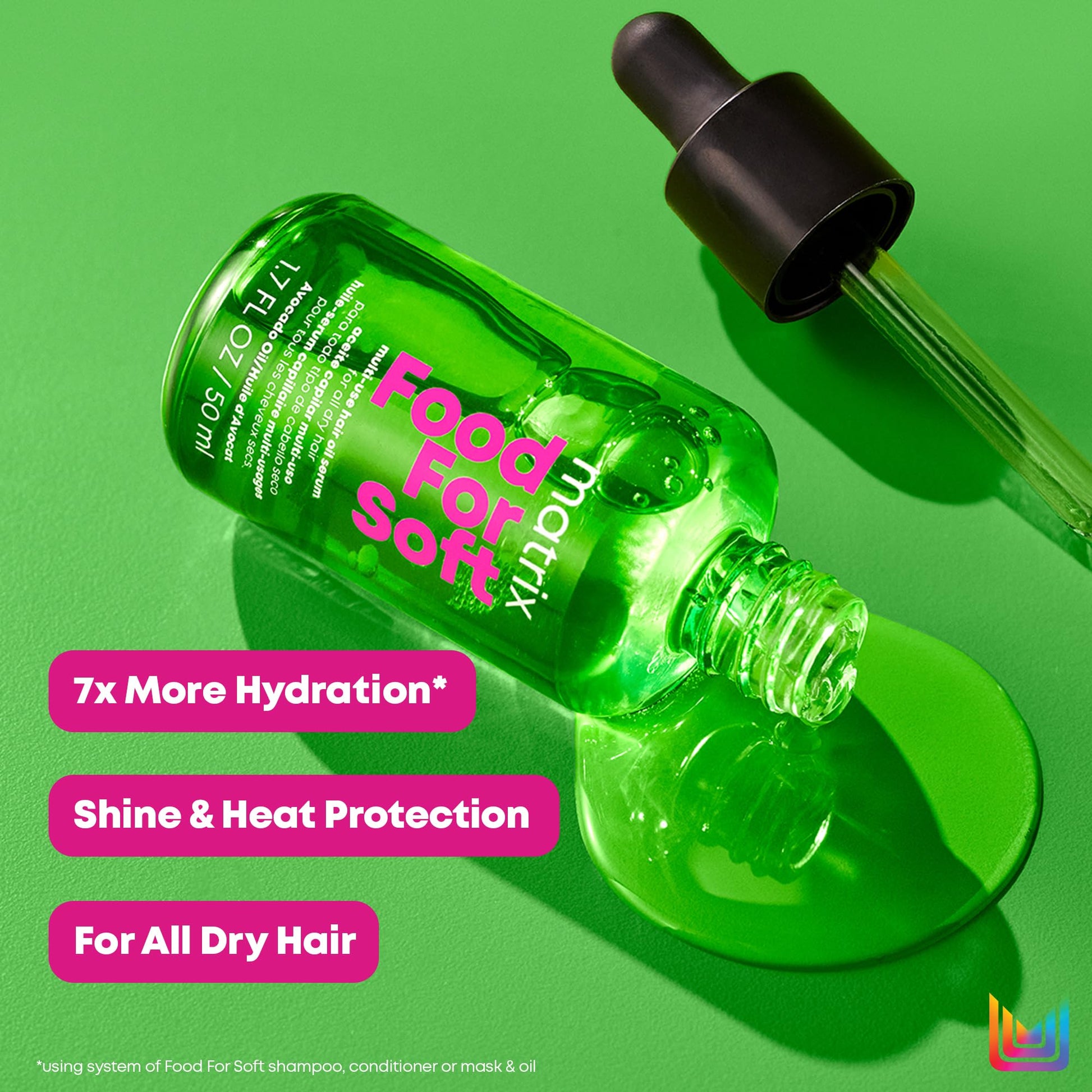 Matrix Multi-Use Hair Oil Serum for All Dry Hair, Hydrating Leave-In Treatment With Avocado Oil, Food for Soft, 50 ml - Available at All In One Marketplace Canada