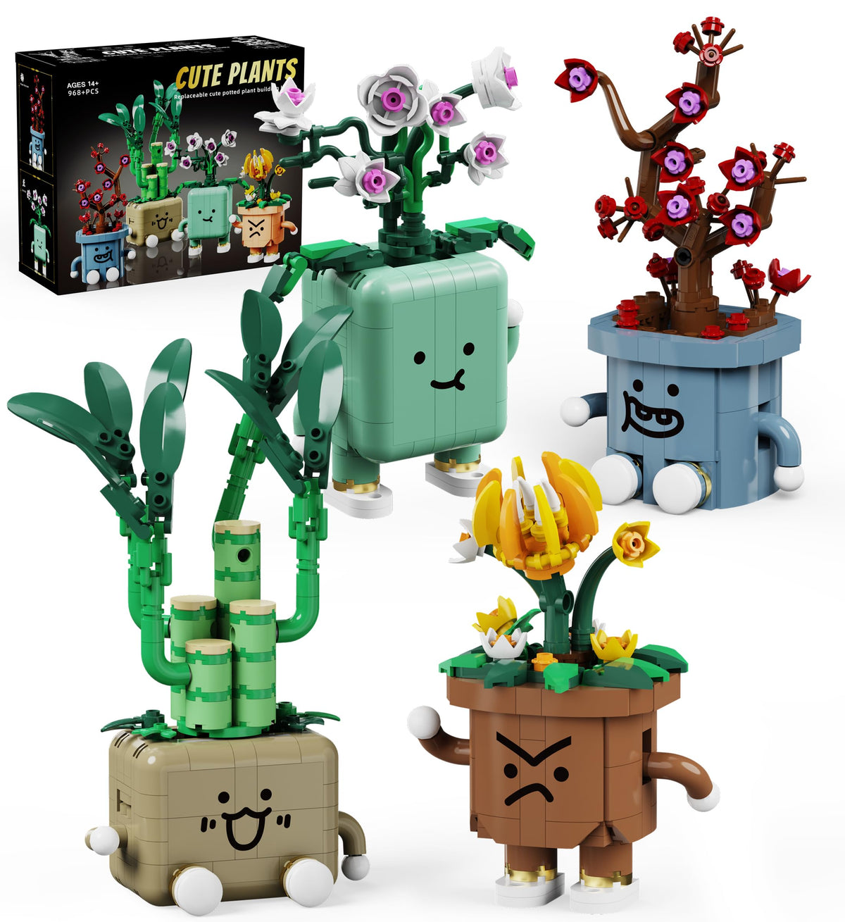 Loyratche 4 Pack Botanicals Cute Plants Building Set, 968PCS Flower Botanical Collection Building Toys for Home Office Décor Christmas Birthday Gifts 🍁 All In One Marketplace Canada