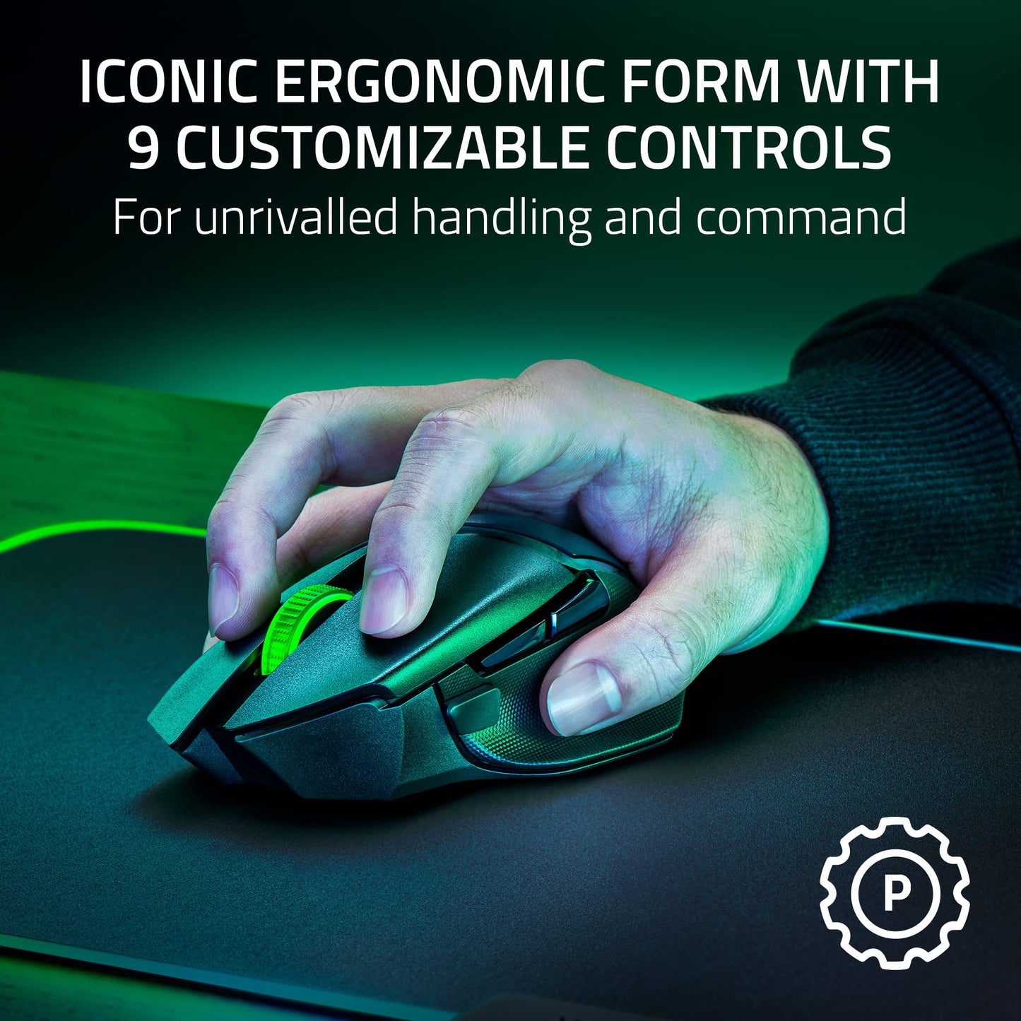 Razer Basilisk V3 X HyperSpeed Wireless Gaming Mouse: Up to 285 Hr Battery - 18K Optical Sensor - Mechanical Switches - Chroma RGB - 9 Programmable Controls - Black