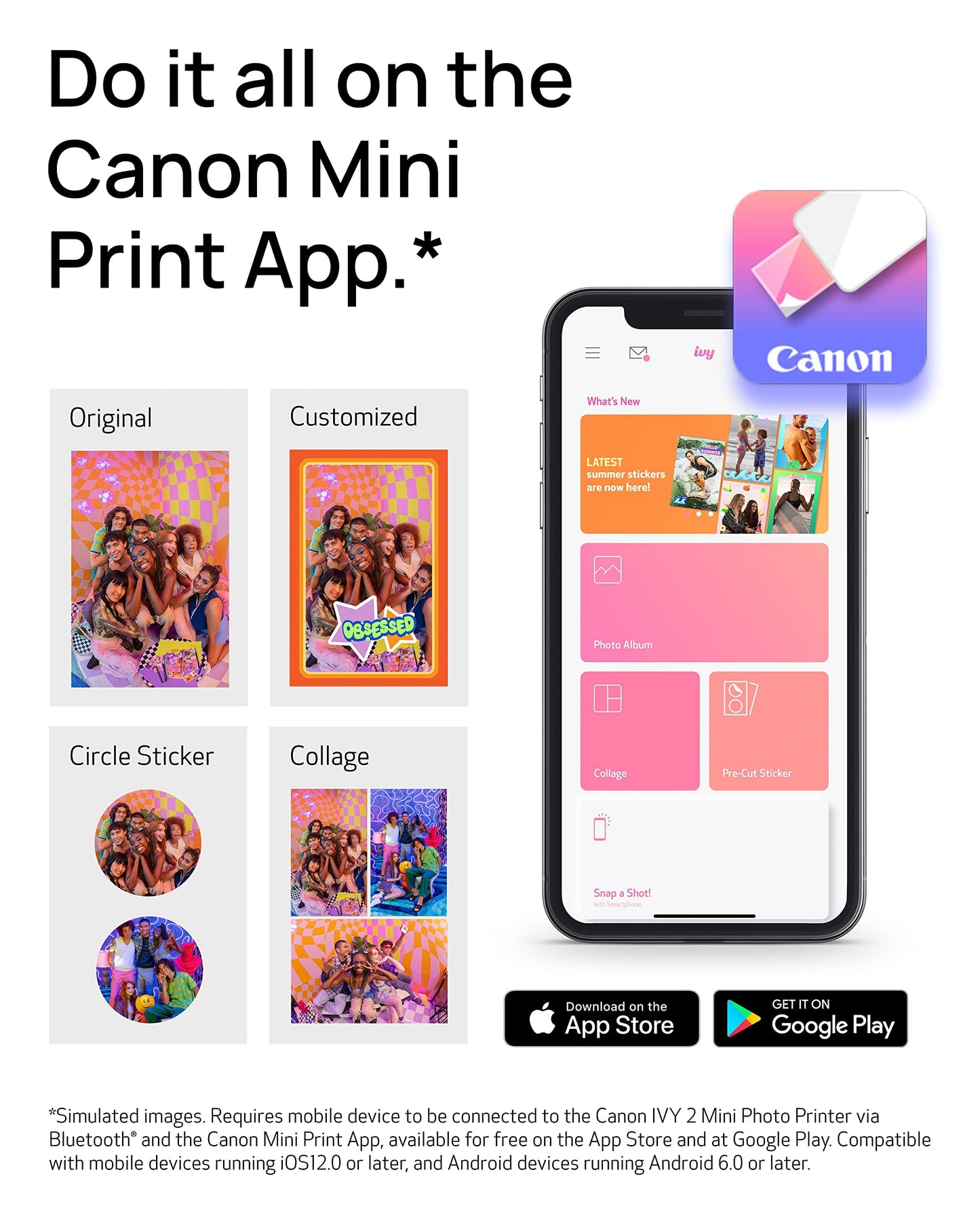 Canon Ivy 2 Mini Photo Printer (Blush Pink), Bluetooth Portable Smartphone Printer for iOS & Android, Bundle with 110 Zink Sticky-Back Photo Prints, LED Light Bar, Protective Case & USB Cable