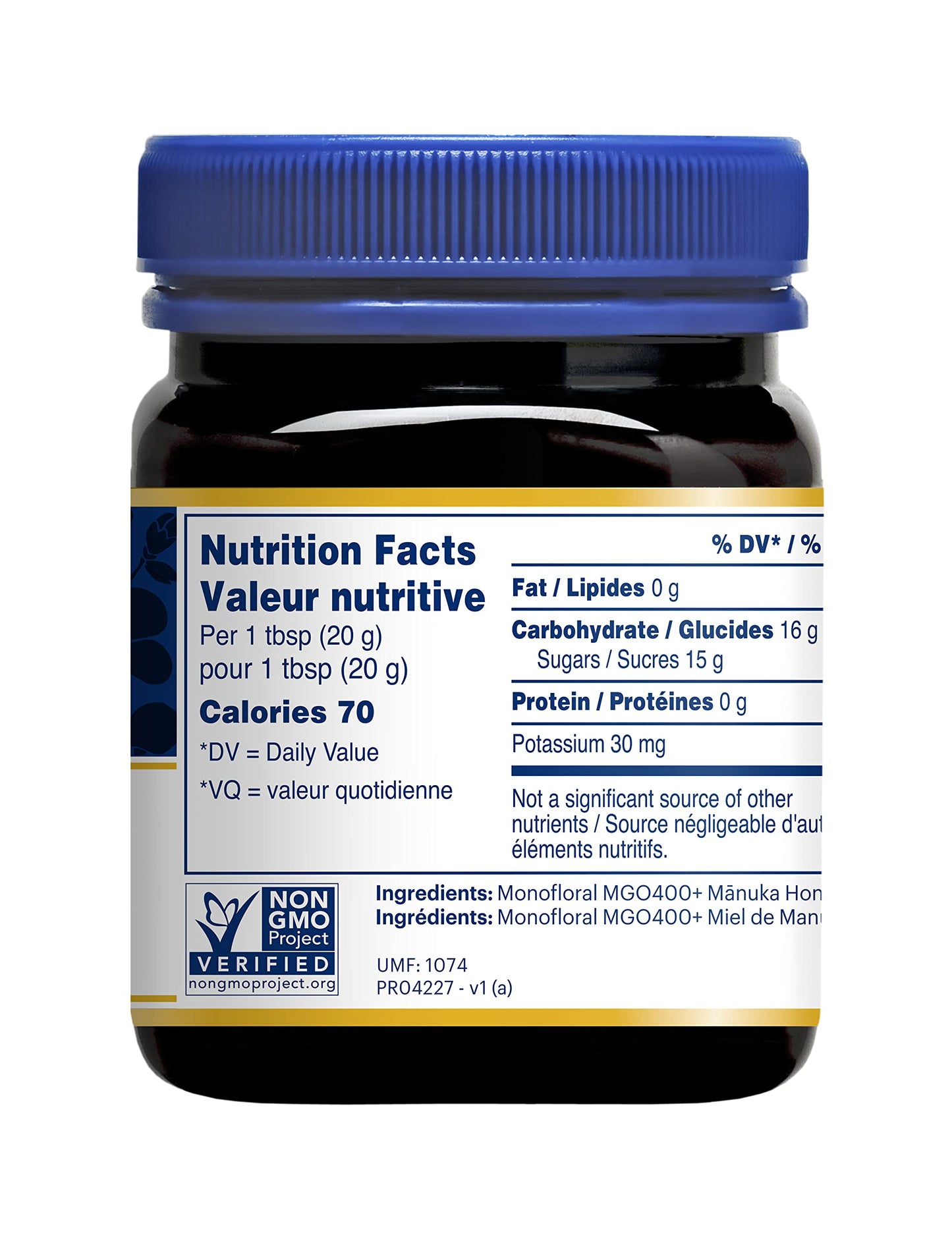Manuka Health MGO 400+ Manuka Honey - UMF 13+ Certified, 250g Raw & Unpasteurized
