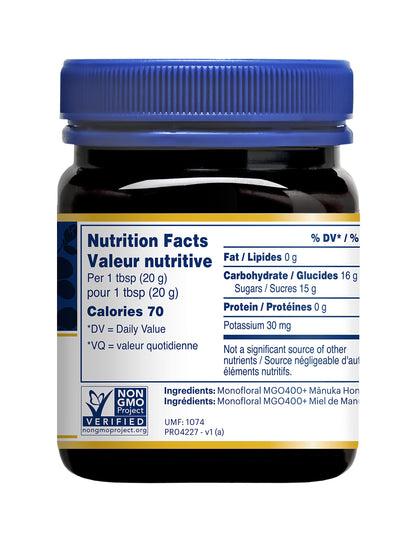 Manuka Health MGO 400+ Manuka Honey - UMF 13+ Certified, 250g Raw & Unpasteurized