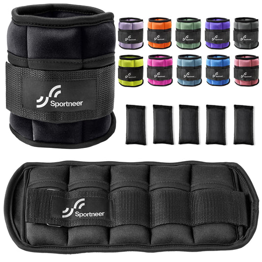 Sportneer Adjustable Ankle Weights 1 Pair 2 4 6 8 10 Lbs Leg Weight Straps for Women Men, Weighted Ankle Weights Set for Gym, Fitness, Workout, Walking, Jogging,1-5 lbs Each Ankle Weight, 1 Pair 2-10 lbs