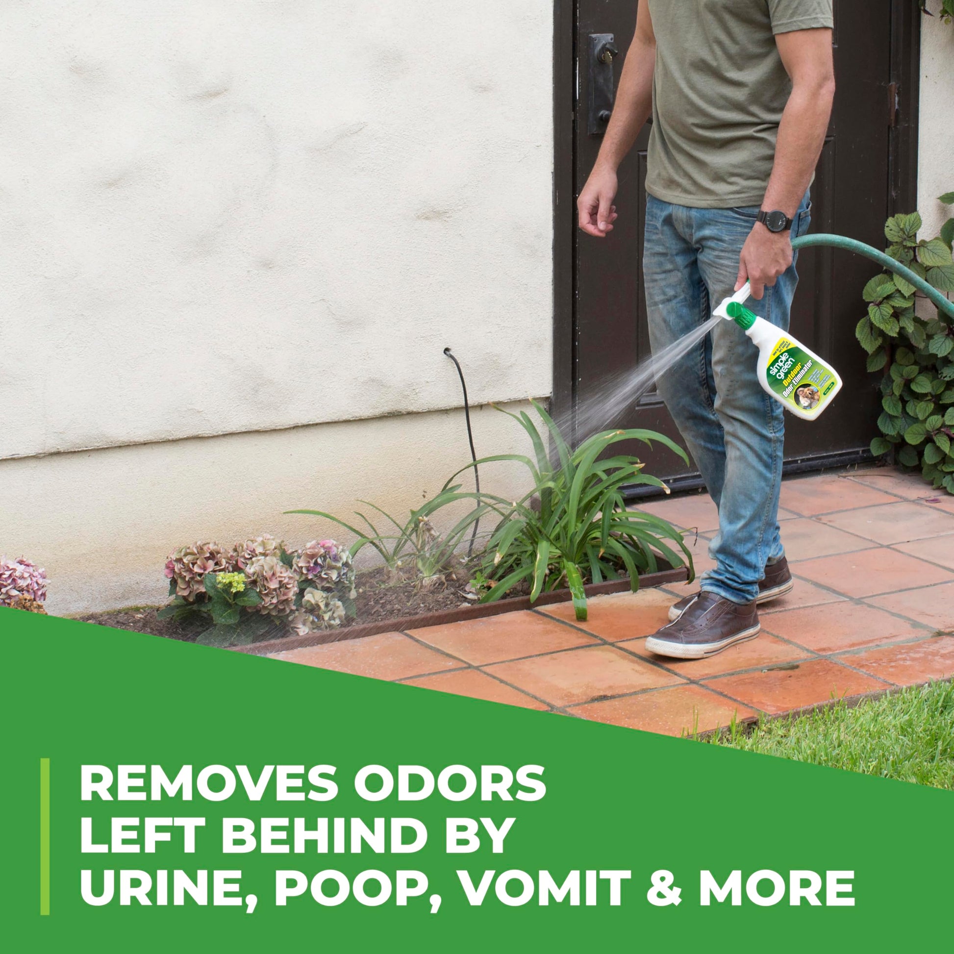 Outdoor Odor Eliminator for Pets, Dogs, Ideal for Artificial Grass & Patio (32 oz Hose End Sprayer) SIMPLE GREEN