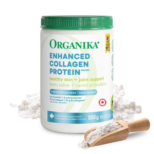 Organika Enhanced Collagen Powder (Type 1 & 3) – 10g Per Serving for Hair, Skin, Nails & Joints – Canadian-Made, Grass-Fed, Non-GMO, 250g