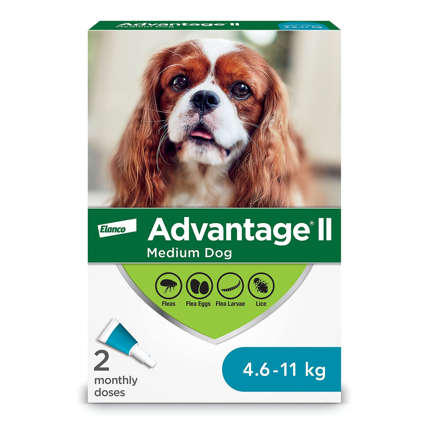 Advantage II Flea Treatment for Medium Dogs weighing 4.6 kg to 11 kg (10 lbs. to 24 lbs.)-2 doses Advantage