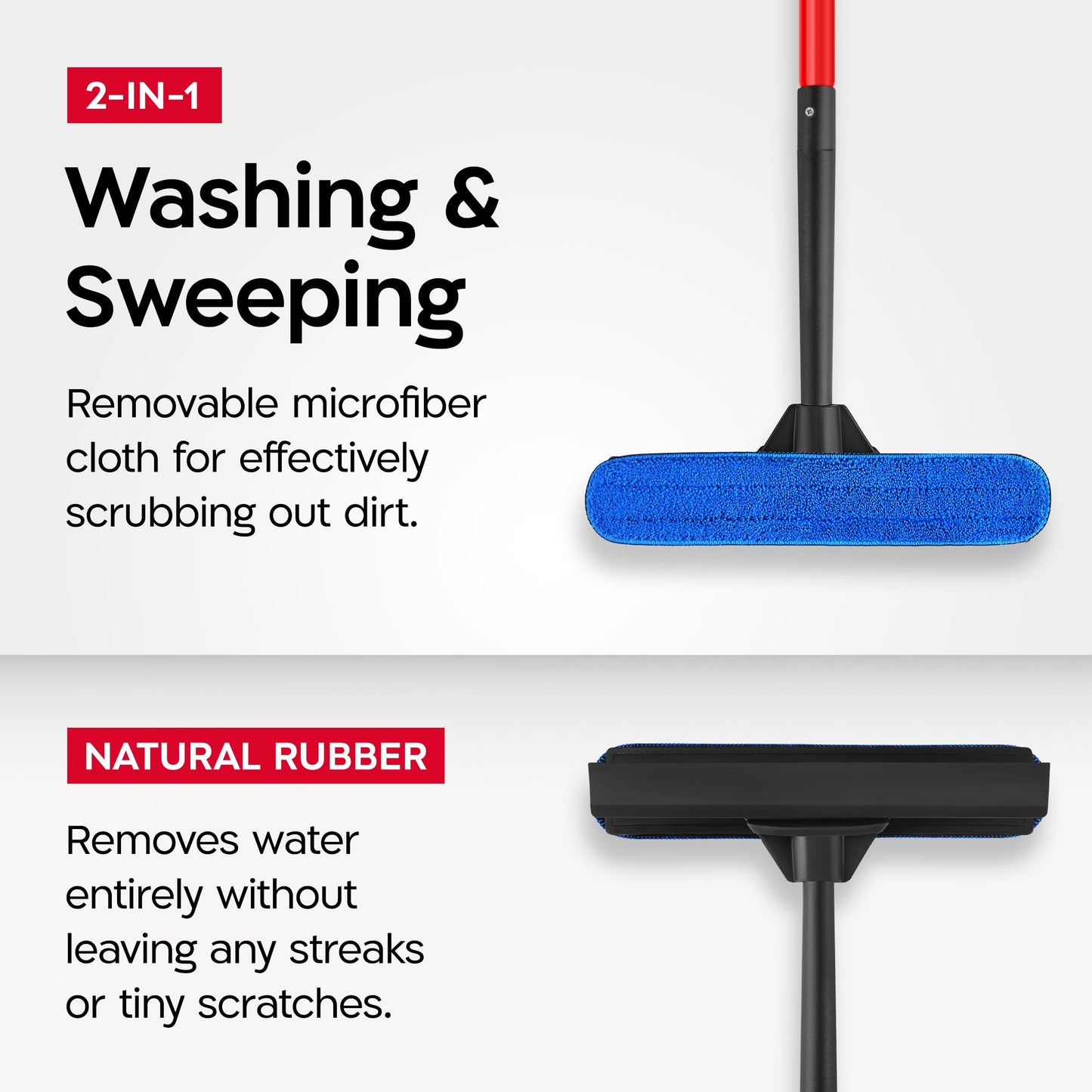 Tyroler 2-in-1 High Window Cleaning Tool | Window Squeegee Extendable with 30-205CM 5 Part Handle | Perfect Window Cleaning & Washing Kit (Black - Rubber) - Available at All In One Marketplace Canada