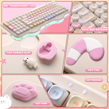 YUNZII C98 Cute Cake Wireless Mechanical Keyboard (Beige, Candy Switch) 🍁 All In One Marketplace Canada