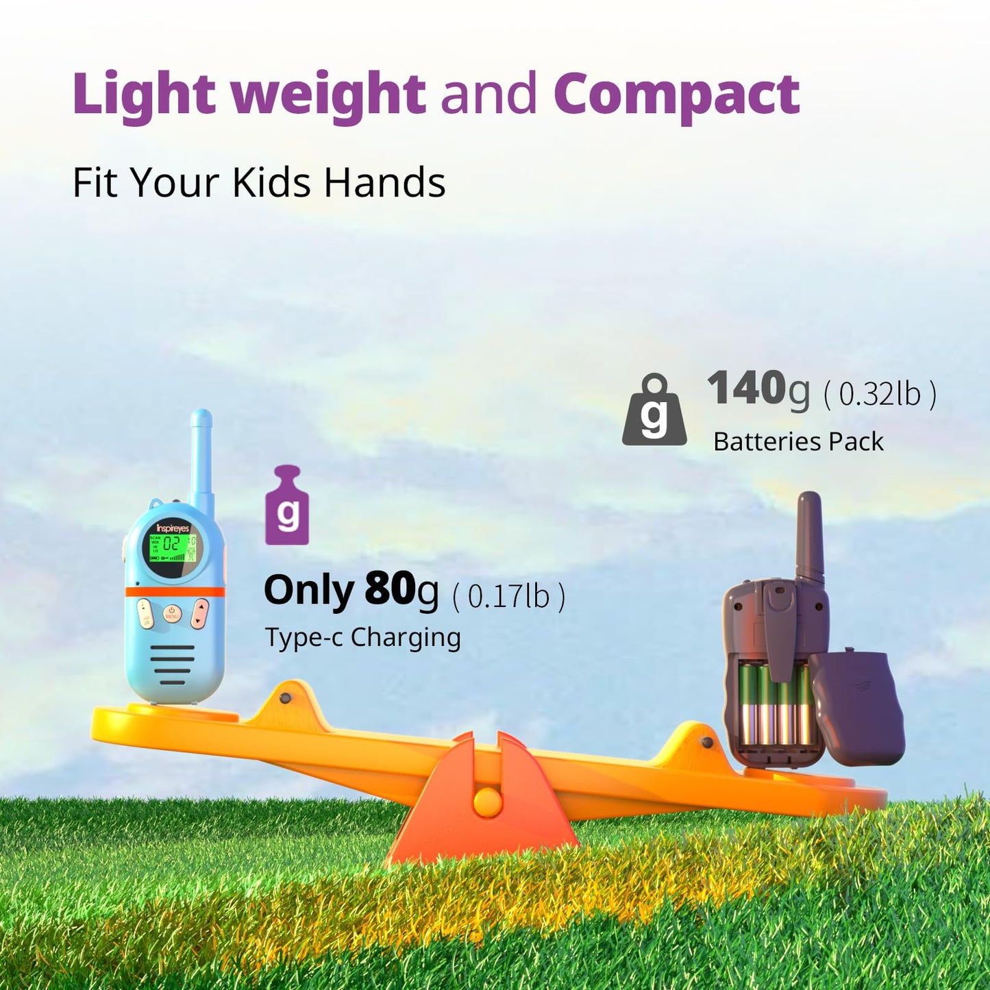 Inspireyes Walkie Talkies for Kids Rechargeable, 48H Working Time 3 Miles Range 22 Channels 2 Way Radio, Outdoor Camping Toys, Family Games,3 Pack
