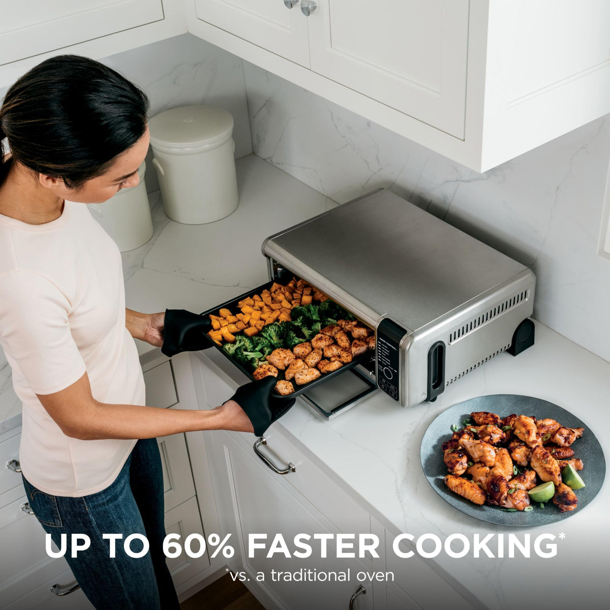 Ninja Foodi 8-in-1 Digital Air Fry Oven, Large Toaster Oven, Flip-Away for Storage, 1800W, Stainless, SP101C