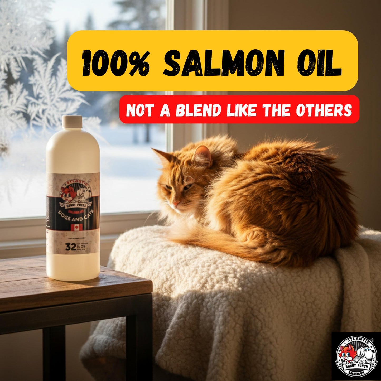 Bunny Punch Pure Atlantic Salmon Oil for Dogs & Cats - Liquid Food Topper - 32 oz - Available at All In One Marketplace Canada