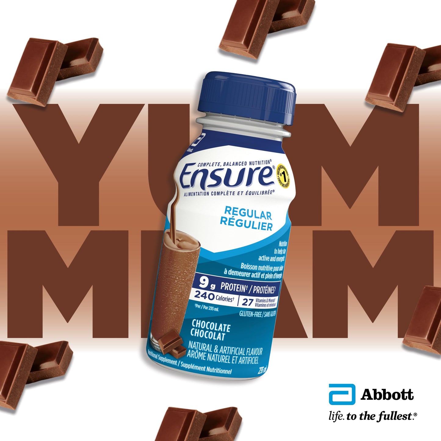 Ensure Regular, Nutritional Supplement Shake Value Pack, Nutrition To Stay Active And Energetic, Chocolate, 24 x 235-mL Bottles - Available at All In One Marketplace Canada