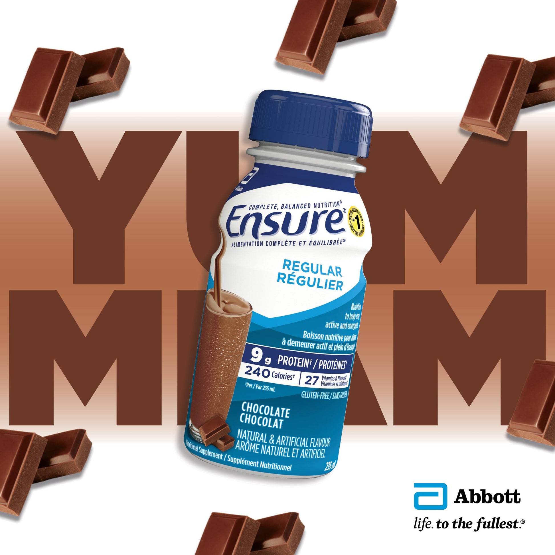 Ensure Regular, Nutritional Supplement Shake Value Pack, Nutrition To Stay Active And Energetic, Chocolate, 24 x 235-mL Bottles - Available at All In One Marketplace Canada