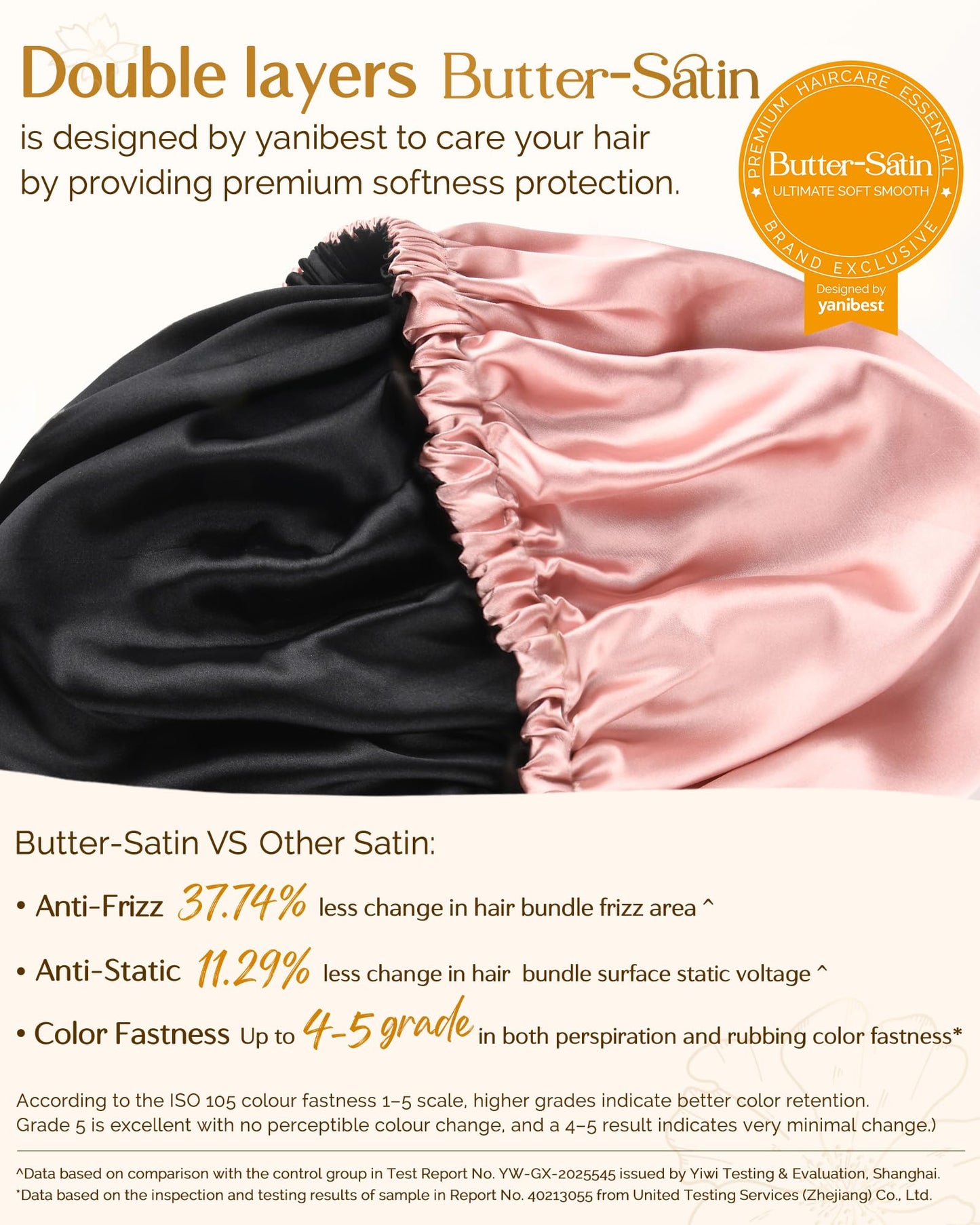 YANIBEST Silk Bonnet Satin Bonnet for Sleeping Women and Men, Adjustable Double Layer Hair Bonnet for Curly Hair Pink