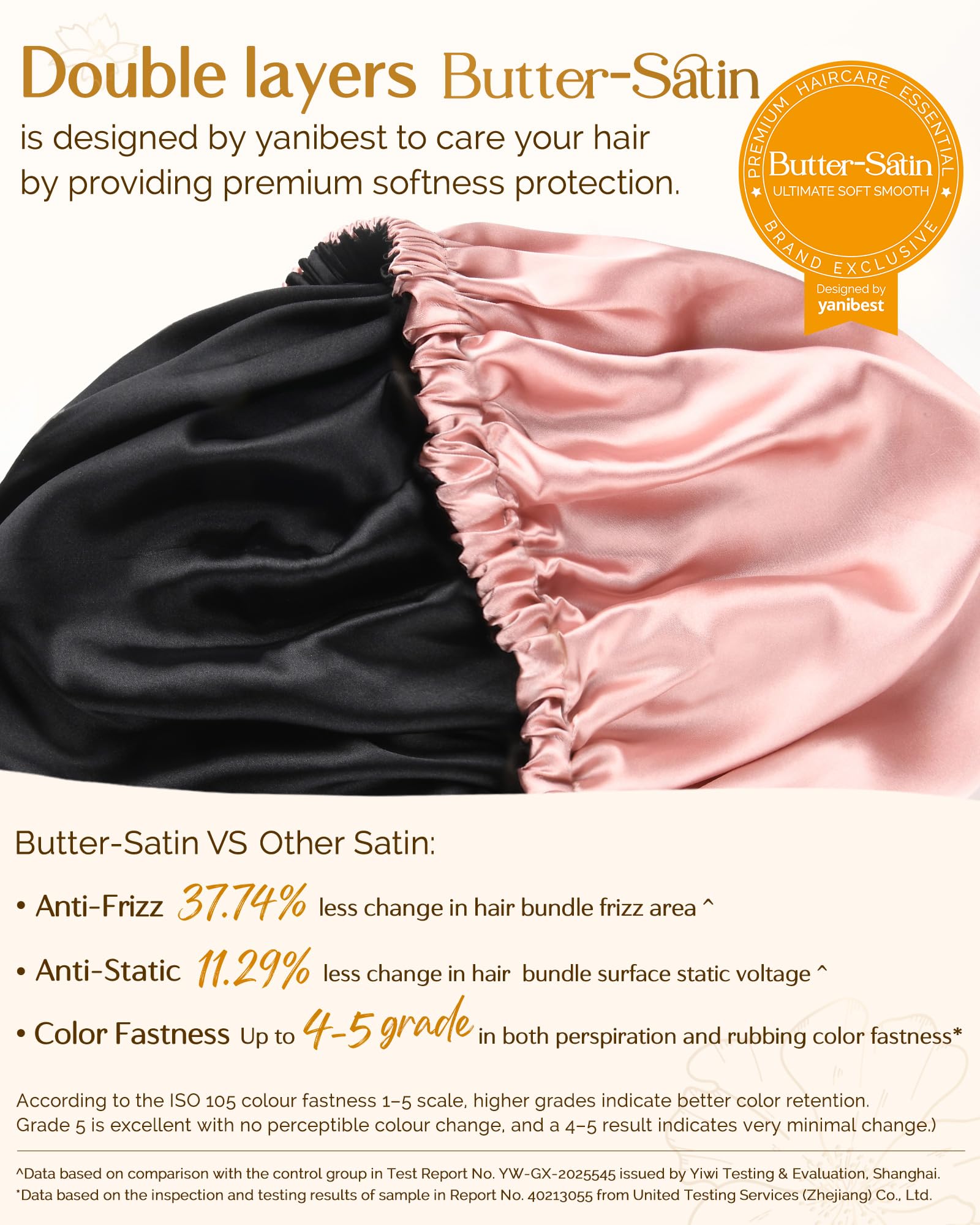YANIBEST Silk Bonnet Satin Bonnet for Sleeping Women and Men, Adjustable Double Layer Hair Bonnet for Curly Hair Pink
