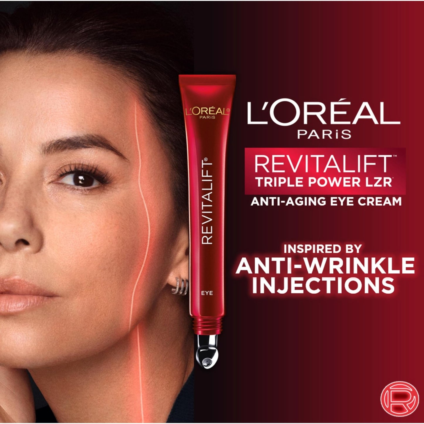 L’Oréal Paris Eye Cream For Wrinkles, with Hyaluronic Acid, Vitamin C, Under Eye Cream to Reduce Look of Wrinkles and Under-Eye Bags, Revitalift Triple Power LZR, Skincare, 15ml