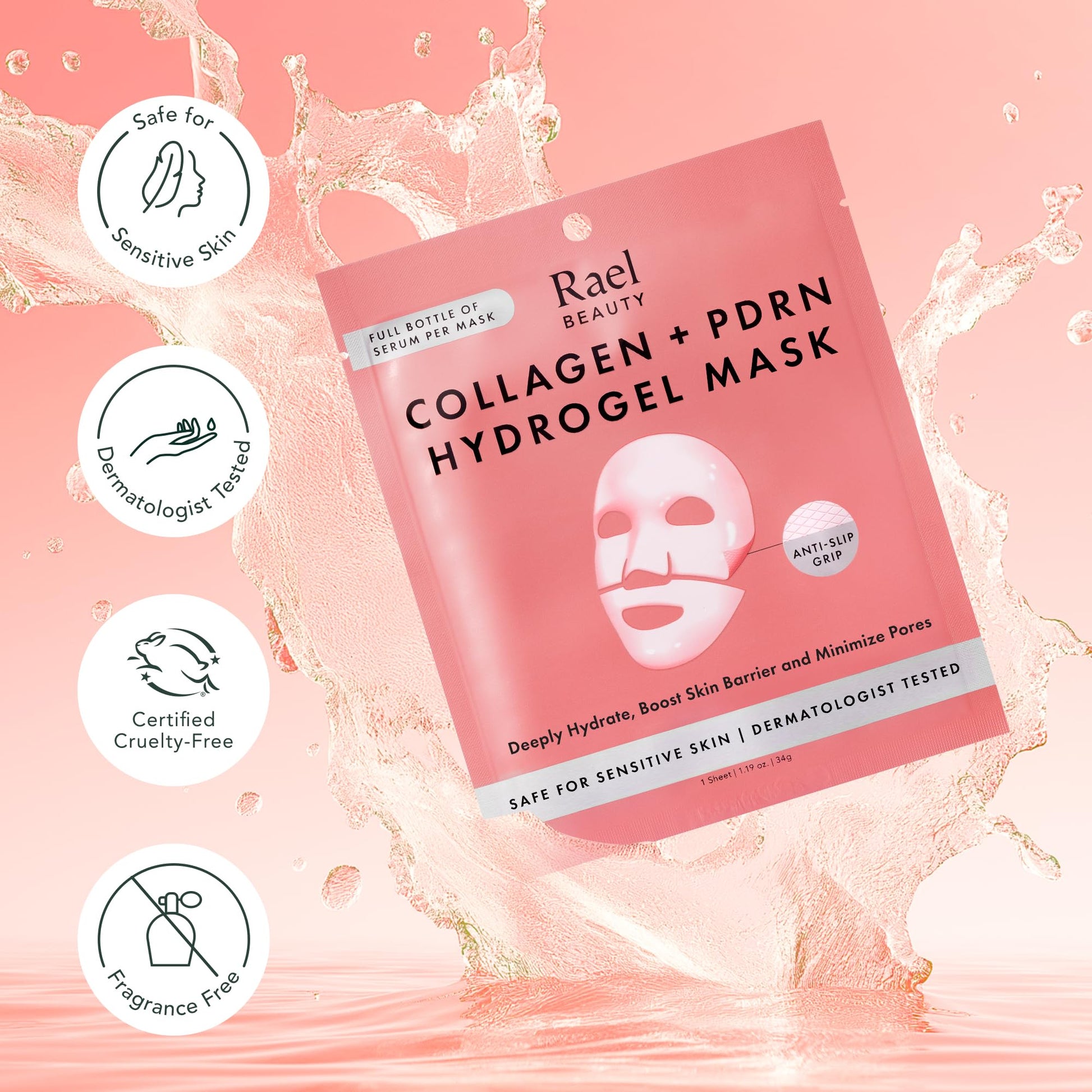 Rael Collagen PDRN Hydrogel Mask - Deep Hydration, Daily Face Masks for Face, Korean Skincare (4 Count) - Available at All In One Marketplace Canada