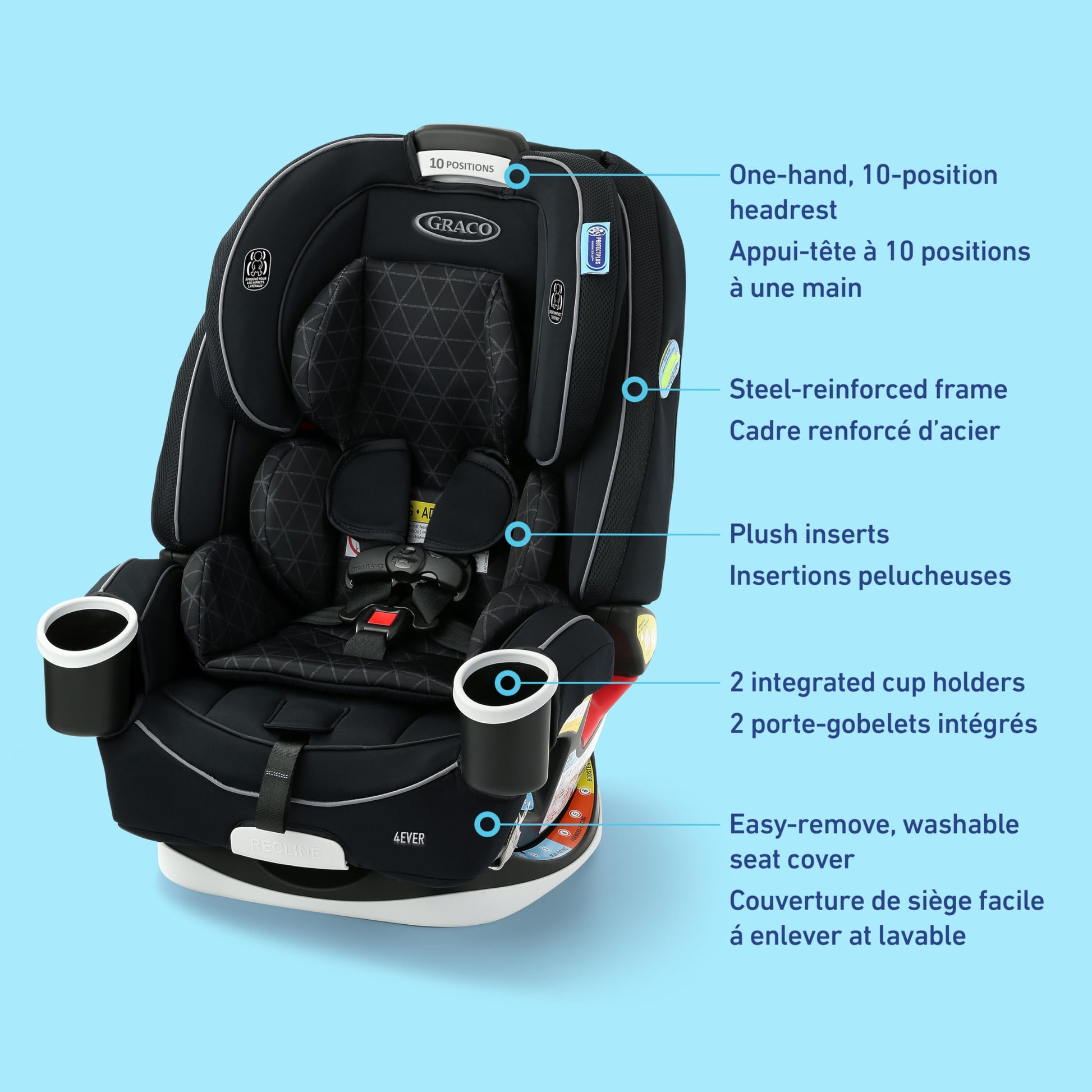 Graco 4Ever All-in-One Convertible Car Seat, 4-in-1 Baby to Big Kid Car Seat from 1.8-54 kg (4-120 lb), ProtectPlus Engineered, Drew