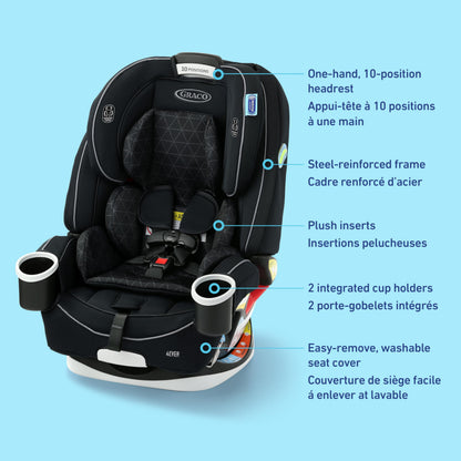 Graco 4Ever All-in-One Convertible Car Seat, 4-in-1 Baby to Big Kid Car Seat from 1.8-54 kg (4-120 lb), ProtectPlus Engineered, Drew